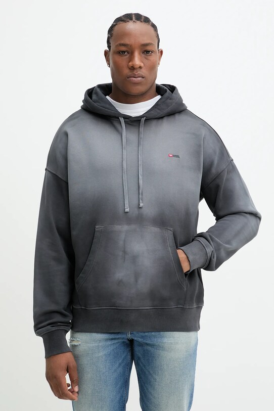 Diesel hanorac de bumbac S-ROB-HOOD-R2 SWEAT-SHIRT uni gri A17649.0PKAM