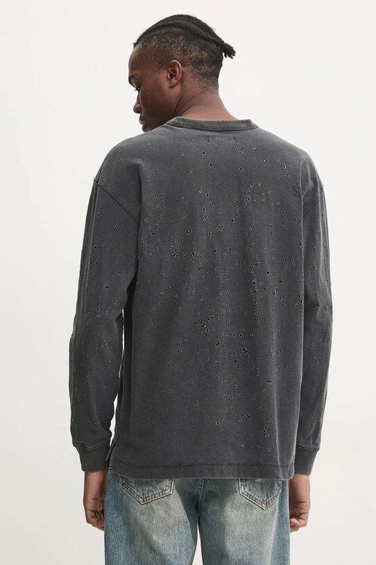 Odzież PURPLE BRAND longsleeve bawełniany TEXTURED JERSEY LS TEE P204.JBFP125 szary
