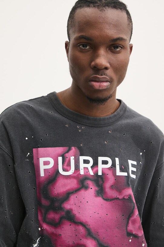 PURPLE BRAND longsleeve bawełniany TEXTURED JERSEY LS TEE szary P204.JBFP125
