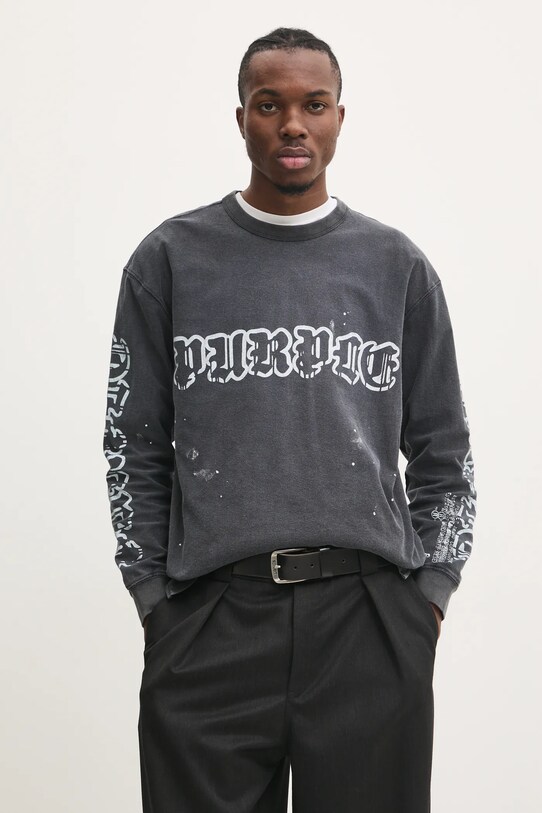Бавовняний лонгслів PURPLE BRAND TEXTURED JERSEY LS TEE бавовна сірий P204.JWGW125