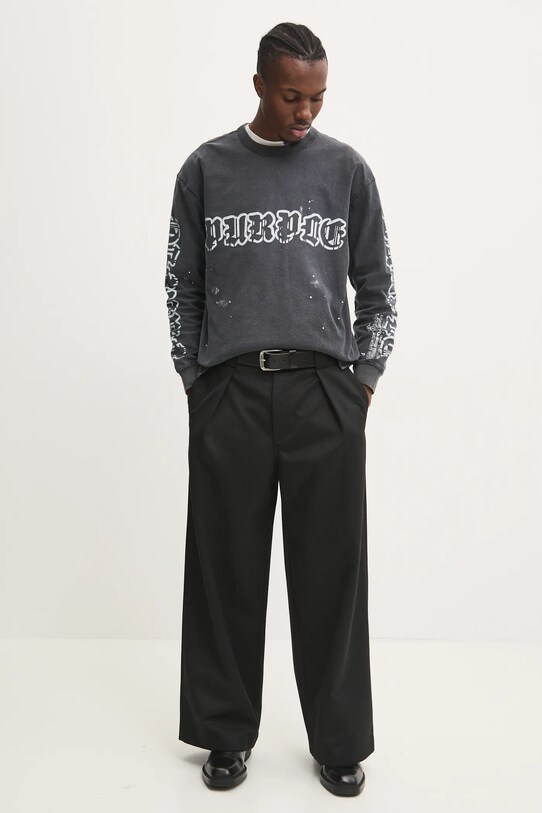 Бавовняний лонгслів PURPLE BRAND TEXTURED JERSEY LS TEE P204.JWGW125 сірий SS25