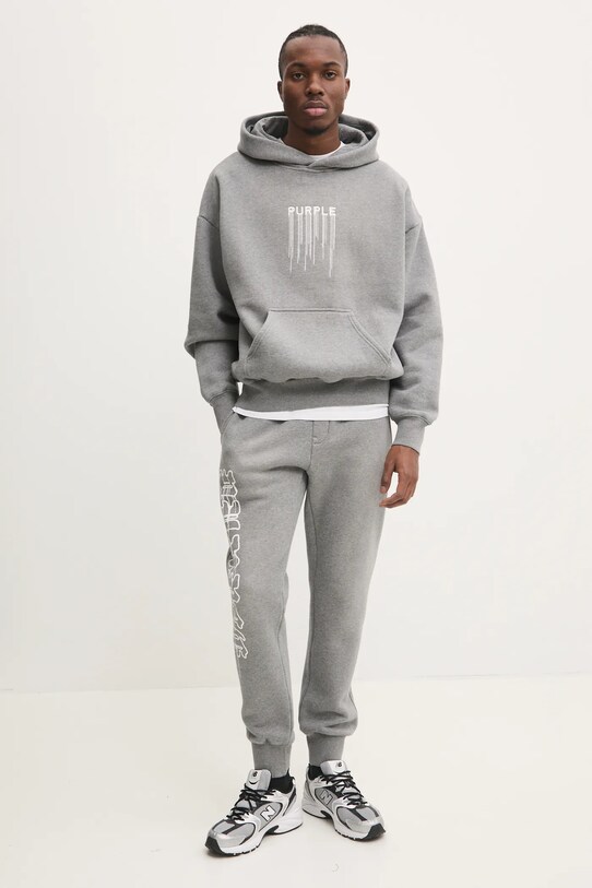 PURPLE BRAND bluza bawełniana HWT FLEECE PO HOODY P401.HMHT125 szary SS25