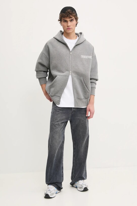 PURPLE BRAND pamut melegítőfelső HWT FLEECE ZIP FRONT HOODY P460.HHGG125 szürke SS25