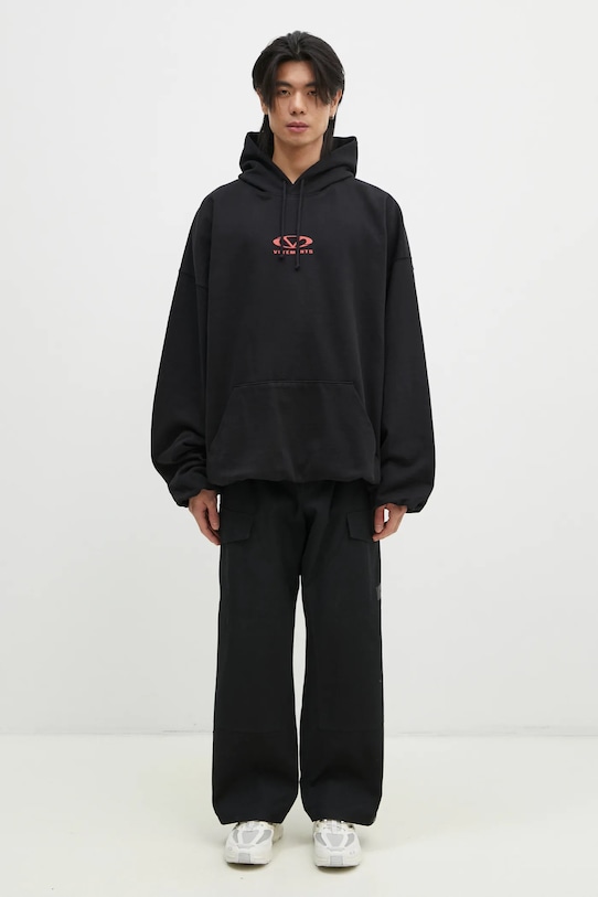 Μπλούζα VETEMENTS Oval Logo Cropped Boxy μαύρο UA66HD600BR