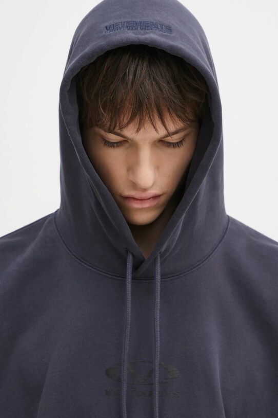 Кофта VETEMENTS Oval Logo Cropped Boxy тёмно-синий UA66HD600N