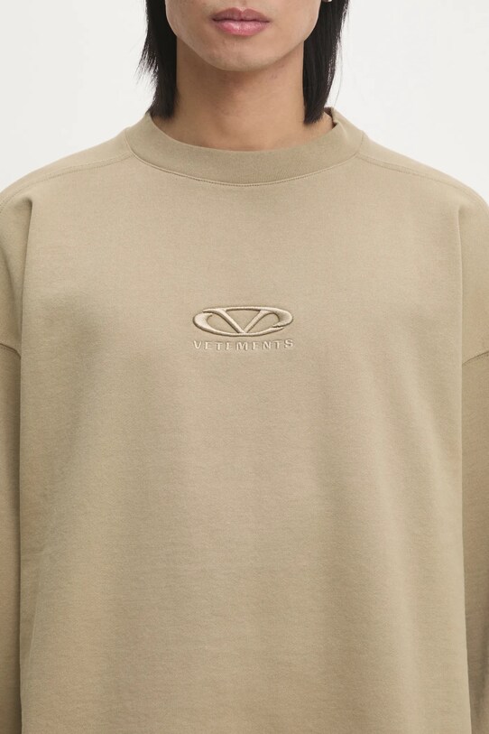 VETEMENTS felpa Oval Logo Cropped Boxy beige UA66CW600T