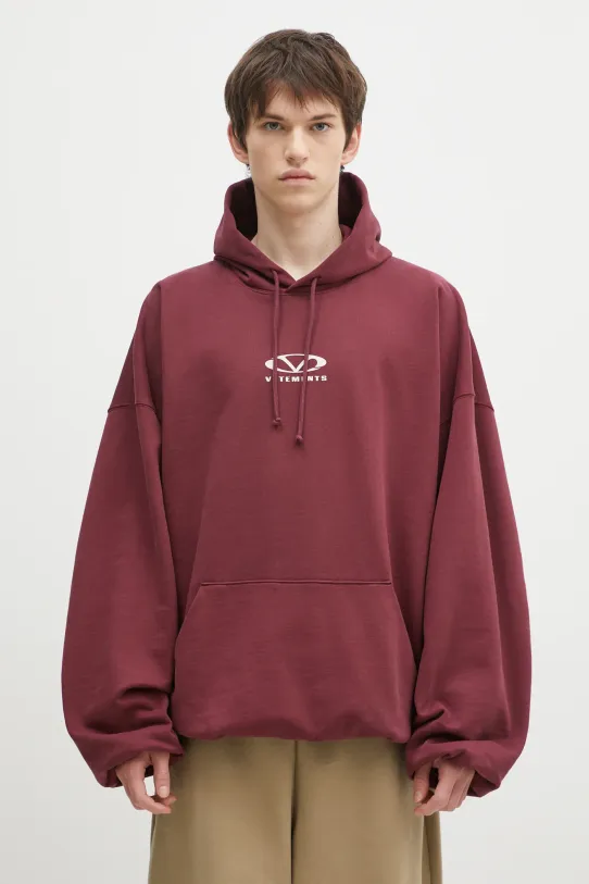 Mikina VETEMENTS Oval Logo Cropped Boxy potisk burgundské UA66HD600R