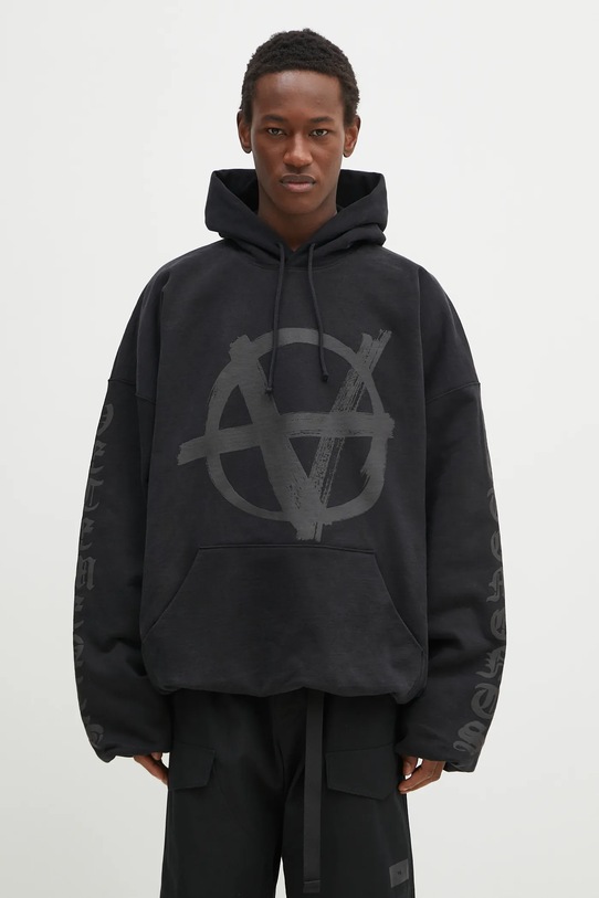 Bavlnená mikina VETEMENTS Double Anarchy Cropped Boxy potlač čierna UA66HD630B