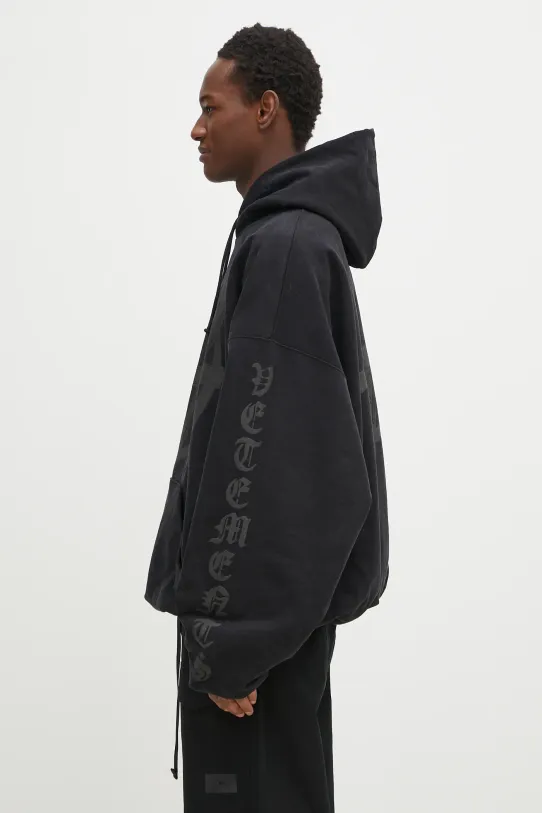 Βαμβακερή μπλούζα VETEMENTS Double Anarchy Cropped Boxy UA66HD630B μαύρο SS25