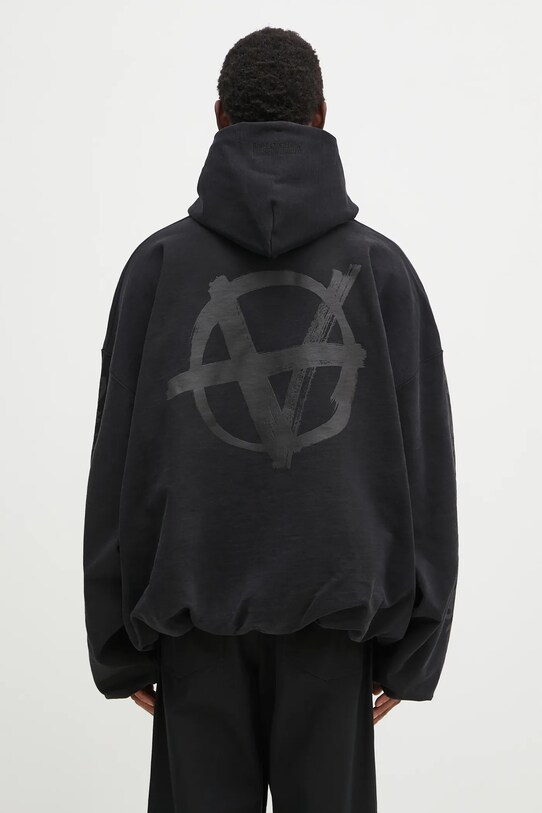 Oblečenie Bavlnená mikina VETEMENTS Double Anarchy Cropped Boxy UA66HD630B čierna