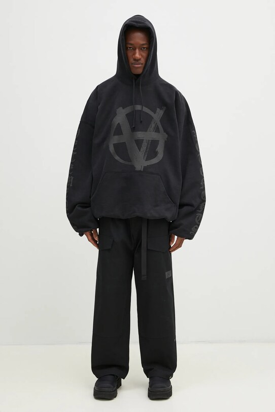 VETEMENTS cotton sweatshirt Double Anarchy Cropped Boxy UA66HD630B black