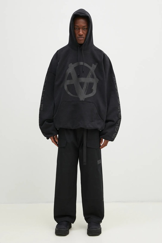 Bavlnená mikina VETEMENTS Double Anarchy Cropped Boxy UA66HD630B čierna