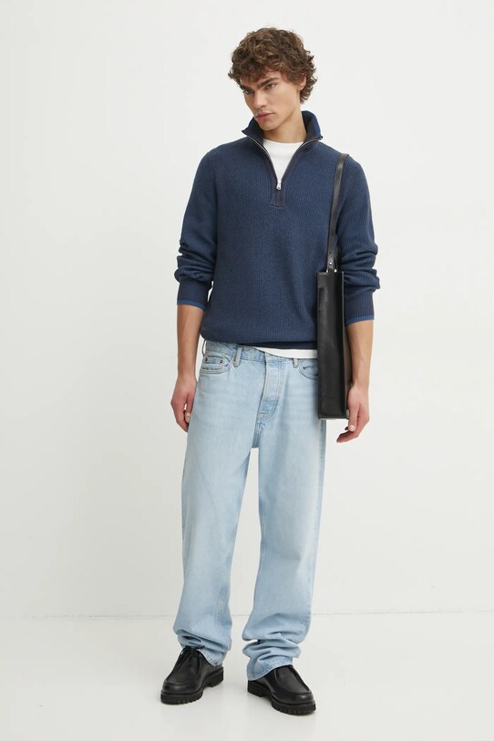 Marc O'Polo sweter z domieszką wełny 431516060370 granatowy SS25