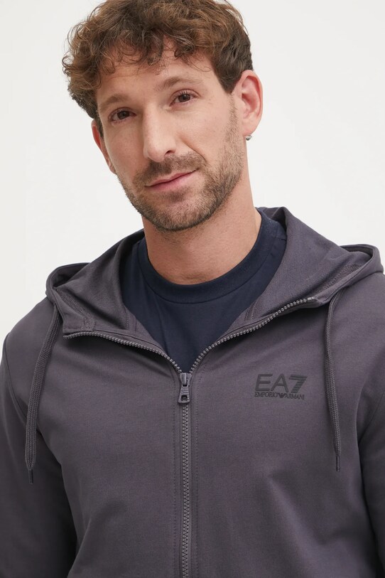 EA7 Emporio Armani hanorac de bumbac gri PJVRZ.8NPM33