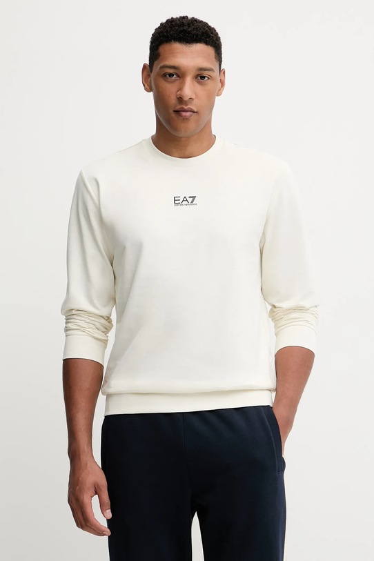 Bavlnená mikina EA7 Emporio Armani bavlna krémová PJVRZ.8NPM30