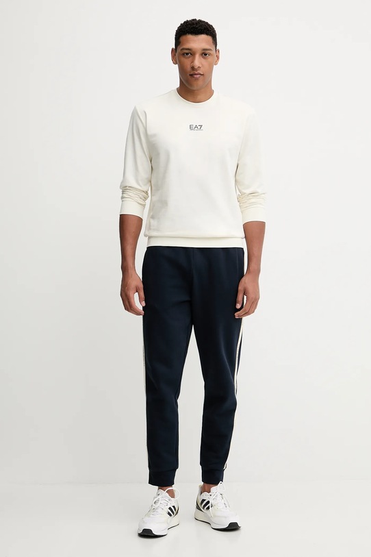 Bavlnená mikina EA7 Emporio Armani PJVRZ.8NPM30 krémová AW25