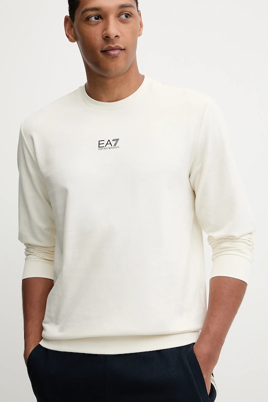 Pamučna dukserica EA7 Emporio Armani bež PJVRZ.8NPM30