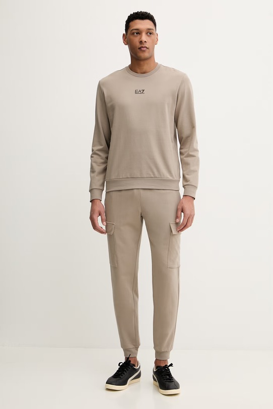 EA7 Emporio Armani hanorac de bumbac PJVRZ.8NPM30 maro SS26