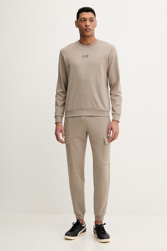 Bavlnená mikina EA7 Emporio Armani PJVRZ.8NPM30 hnedá SS26