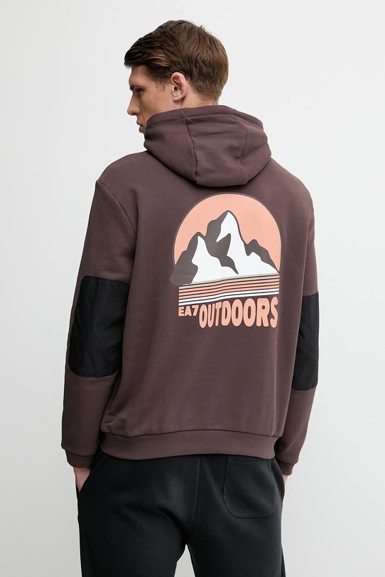 Bavlnená mikina EA7 Emporio Armani bavlna hnedá AF13531.7M000082