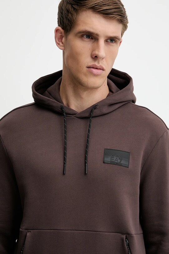 Бавовняна кофта EA7 Emporio Armani коричневий AF13531.7M000082