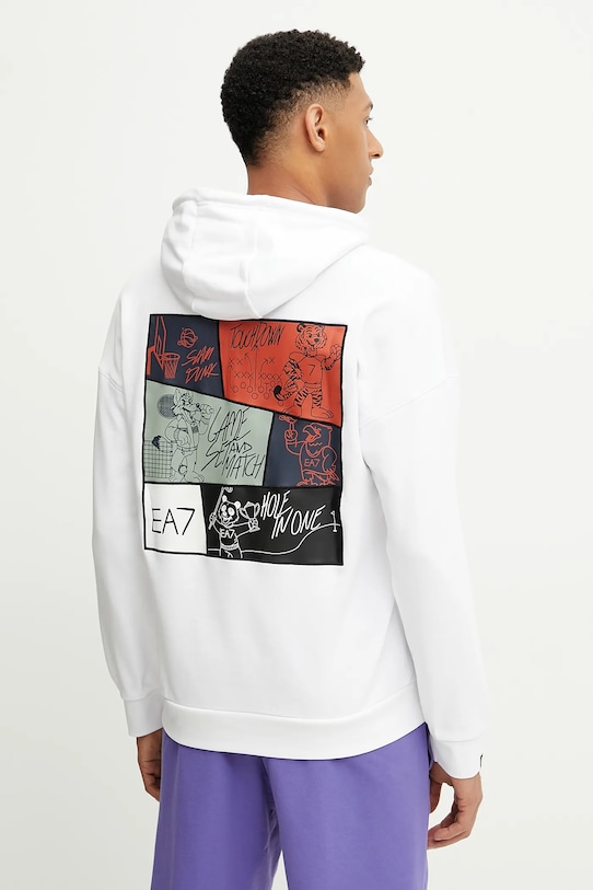 EA7 Emporio Armani bluza bawełniana nadruk biały AF12451.7M000105