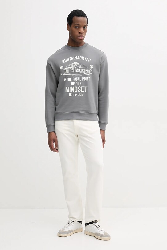 United Colors of Benetton hanorac de bumbac 3FWYU10A3 gri SS25