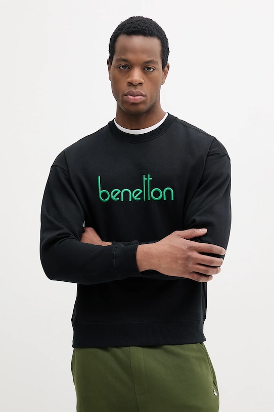 Bavlnená mikina United Colors of Benetton bavlna čierna 3FWYU109S