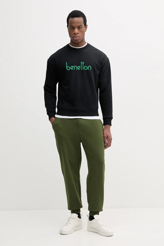 United Colors of Benetton pamut melegítőfelső 3FWYU109S fekete SS25