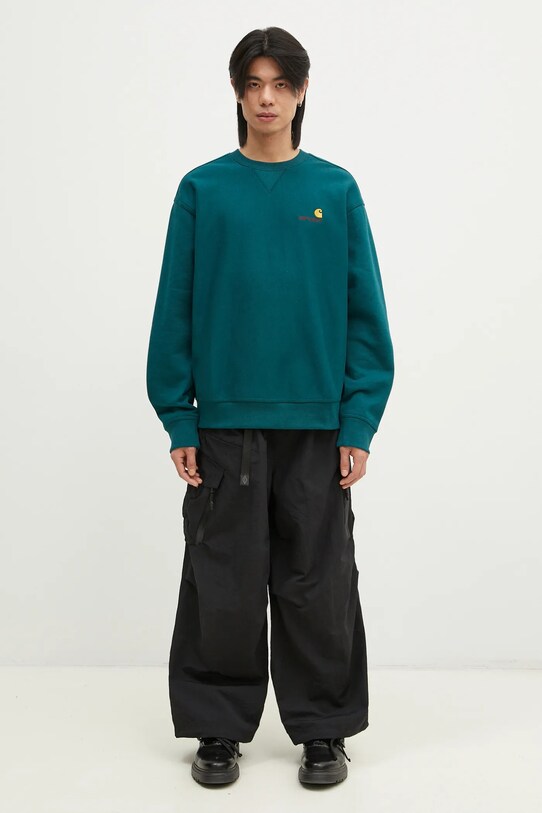 Mikina Carhartt WIP American Script Sweat tyrkysová I025475.2M1XX