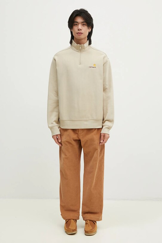 Mikina Carhartt WIP Half Zip American Script Sweat I027014.2LPXX béžová