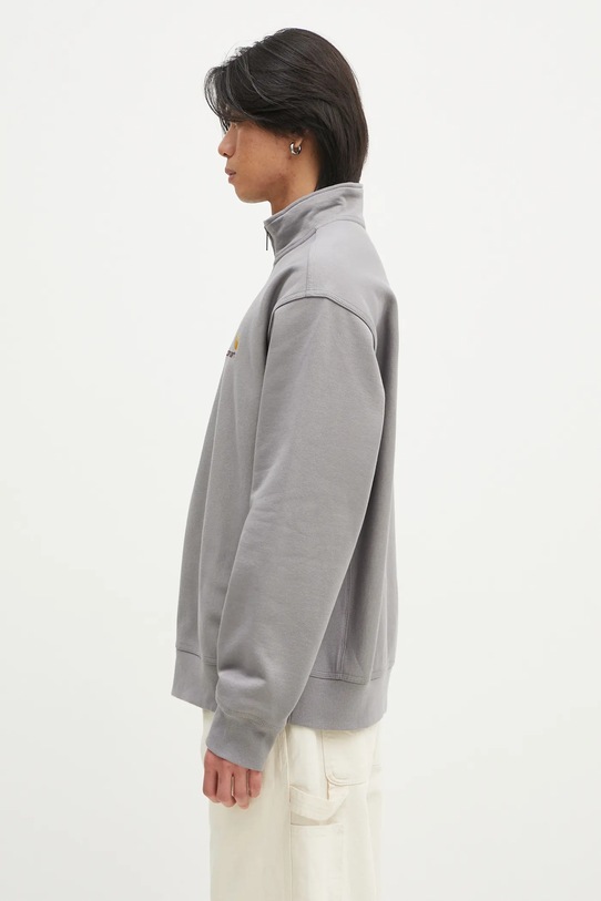 Carhartt WIP felpa Half Zip American Script Sweat I027014.2LRXX grigio SS25
