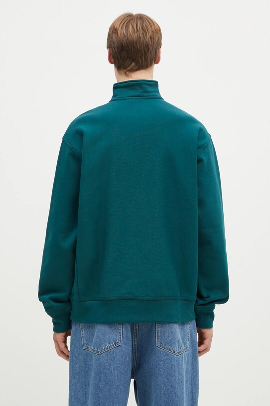 Дрехи Суичър Carhartt WIP Half Zip American Script Sweat I027014.2M1XX тюркоазен