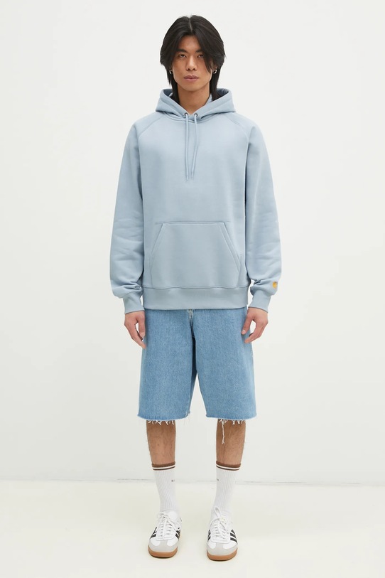 Mikina Carhartt WIP Hooded Chase Sweat I033661.2MYXX tyrkysová