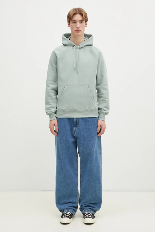 Carhartt WIP felpa Hooded Chase Sweat turchese I033661.2O2XX