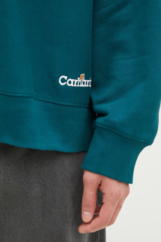 Carhartt WIP bluza bawełniana Label Script Sweat turkusowy I034429.2M1XX