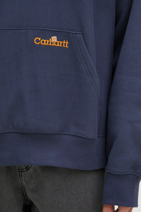 Carhartt WIP bluza bawełniana Hooded Label Script Sweat niebieski I034430.01XX