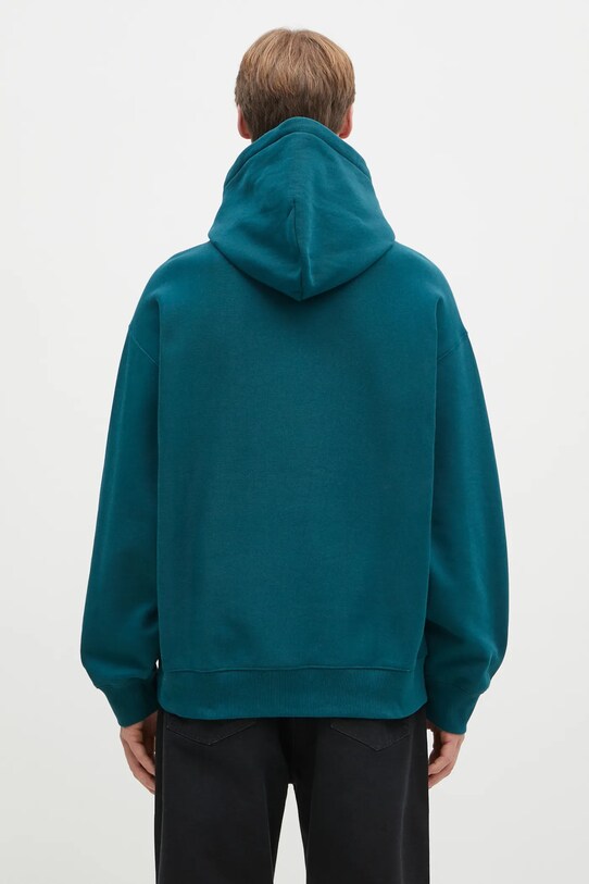 Одяг Бавовняна кофта Carhartt WIP Hooded Label Script Sweat I034430.2M1XX бірюзовий