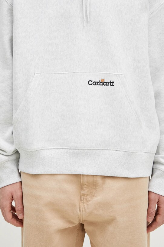 Памучен суичър Carhartt WIP Hooded Label Script Sweat сив I034430.482XX