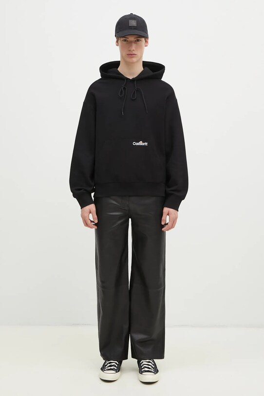 Bavlnená mikina Carhartt WIP Hooded Label Script Sweat čierna I034430.89XX