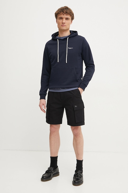 Хлопковая кофта Pepe Jeans ESSENTIAL HOODIE PM582839 тёмно-синий SS25