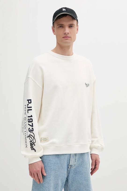 Pepe Jeans bluza bawełniana COLVILLE CREW aplikacja beżowy PM582841