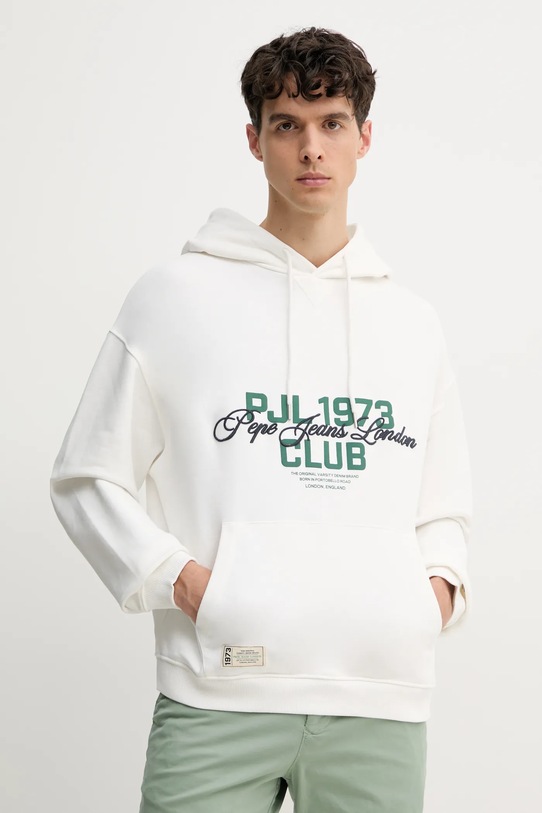 Pepe Jeans hanorac de bumbac TALBOT HOODIE imprimeu alb PM582848