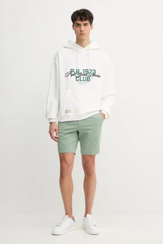 Βαμβακερή μπλούζα Pepe Jeans TALBOT HOODIE PM582848 λευκό SS25