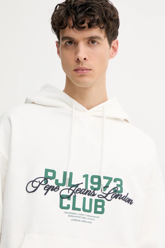 Pepe Jeans hanorac de bumbac TALBOT HOODIE alb PM582848