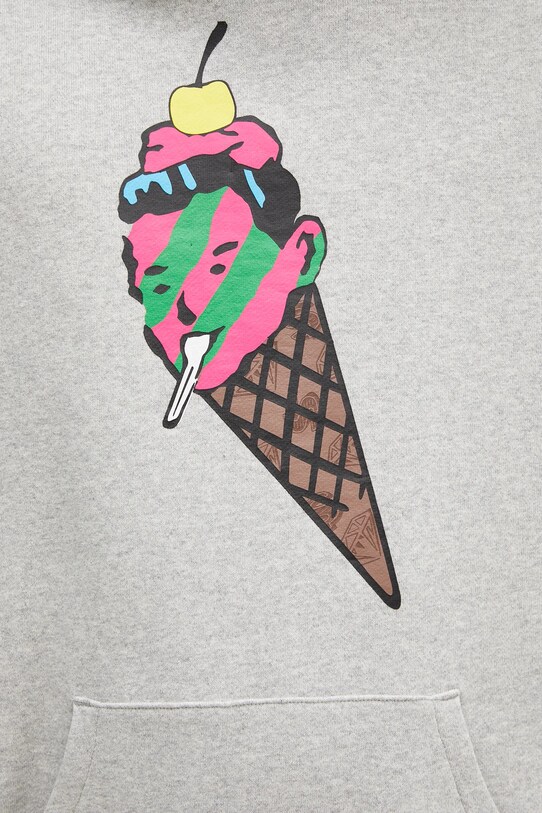 Bavlnená mikina ICECREAM Cone Man Popover Hood sivá IC24487