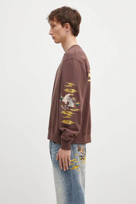 Billionaire Boys Club hanorac de bumbac Duck Embroidered Crewneck B24441.. maro SS25