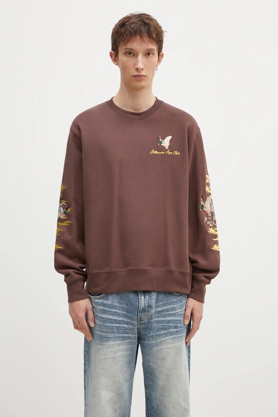 Îmbrăcăminte Billionaire Boys Club hanorac de bumbac Duck Embroidered Crewneck B24441.. maro