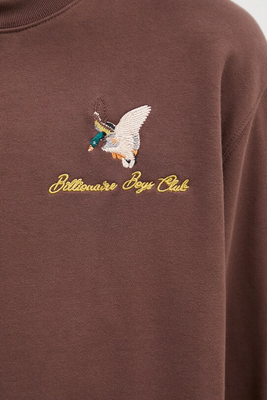 Хлопковая кофта Billionaire Boys Club Duck Embroidered Crewneck коричневый B24441..