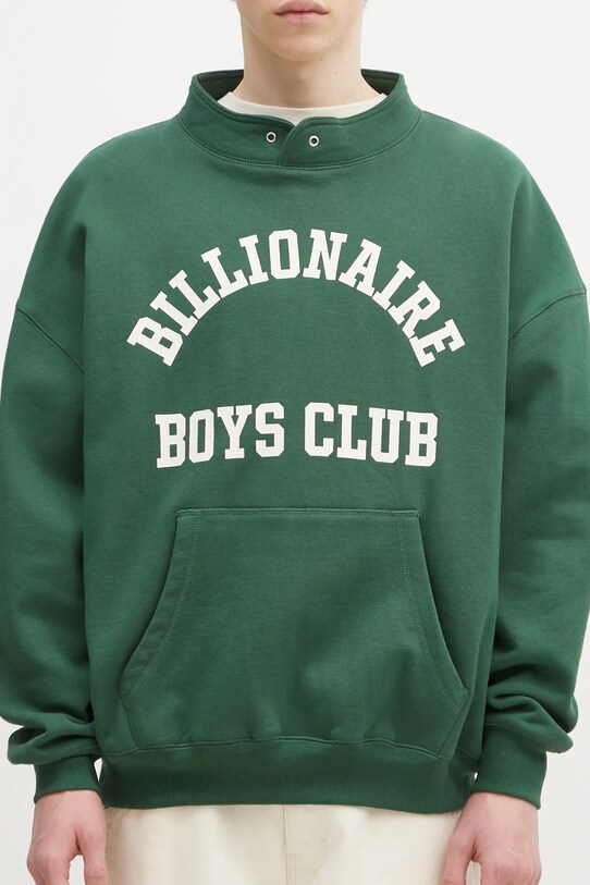 Billionaire Boys Club hanorac de bumbac Stand Collar Sweatshirt verde B24444